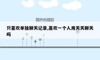 只喜欢单独聊天记录,喜欢一个人用天天聊天吗